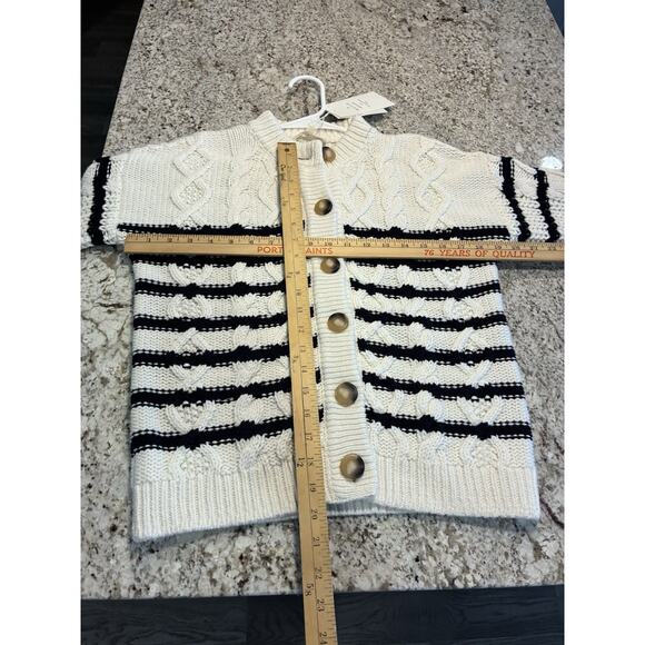 Sezane Sean Cardigan Knitted White And Navy Size XSmall - Picture 7 of 9